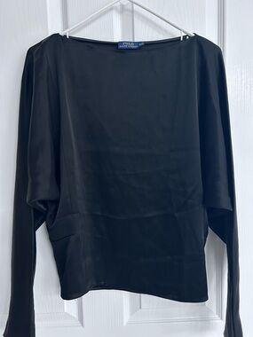 Polo by Ralph Lauren Black Long-Sleeve Satin Top